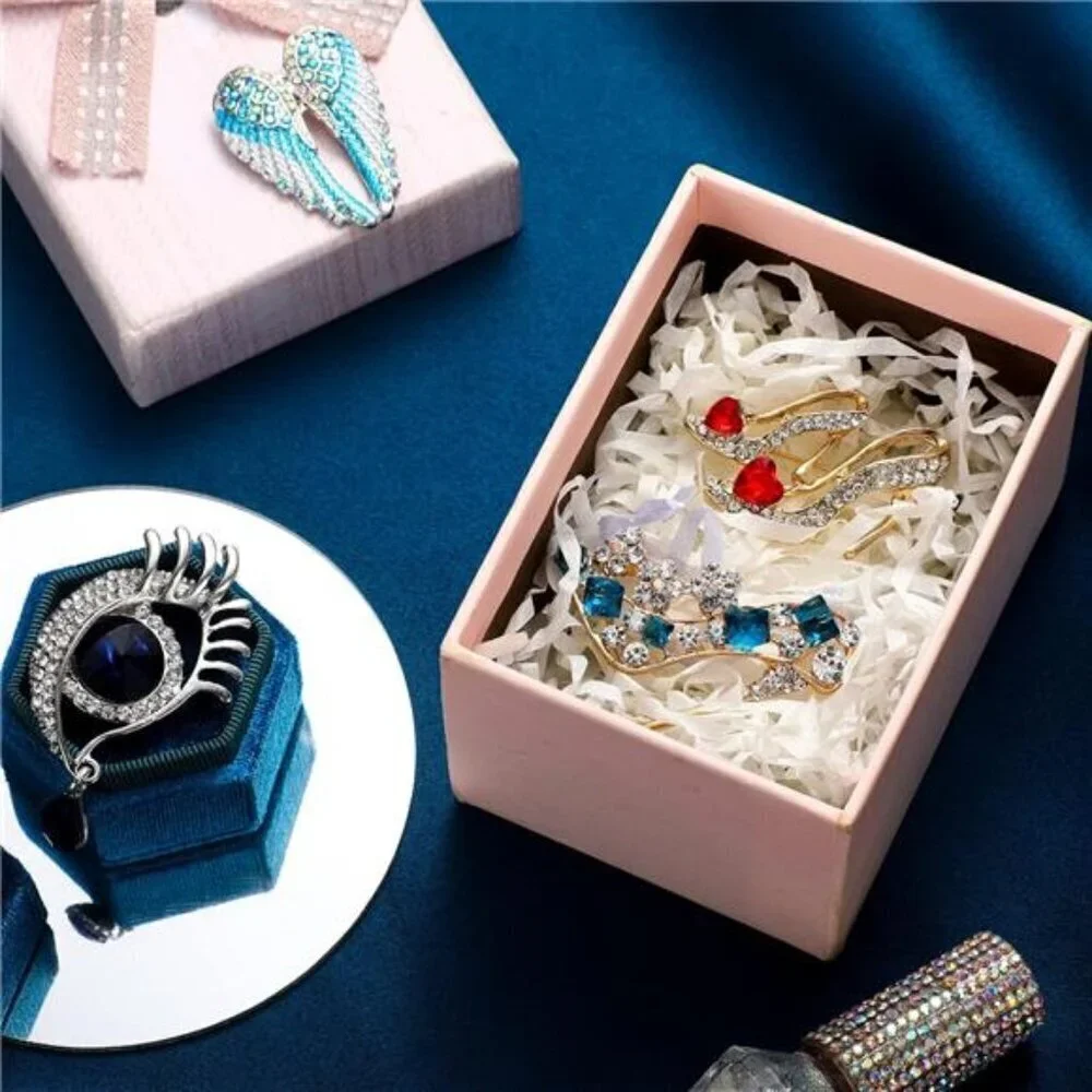 Elegant Crystal Brooch Set – High Heels, Angel Wings, and Eye Designs (4-Piece)